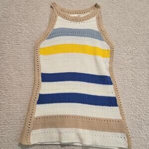 KUT From The Cloth Nour Sleeveless Stripe Crochet Top Tank Sz S 100% Cotton